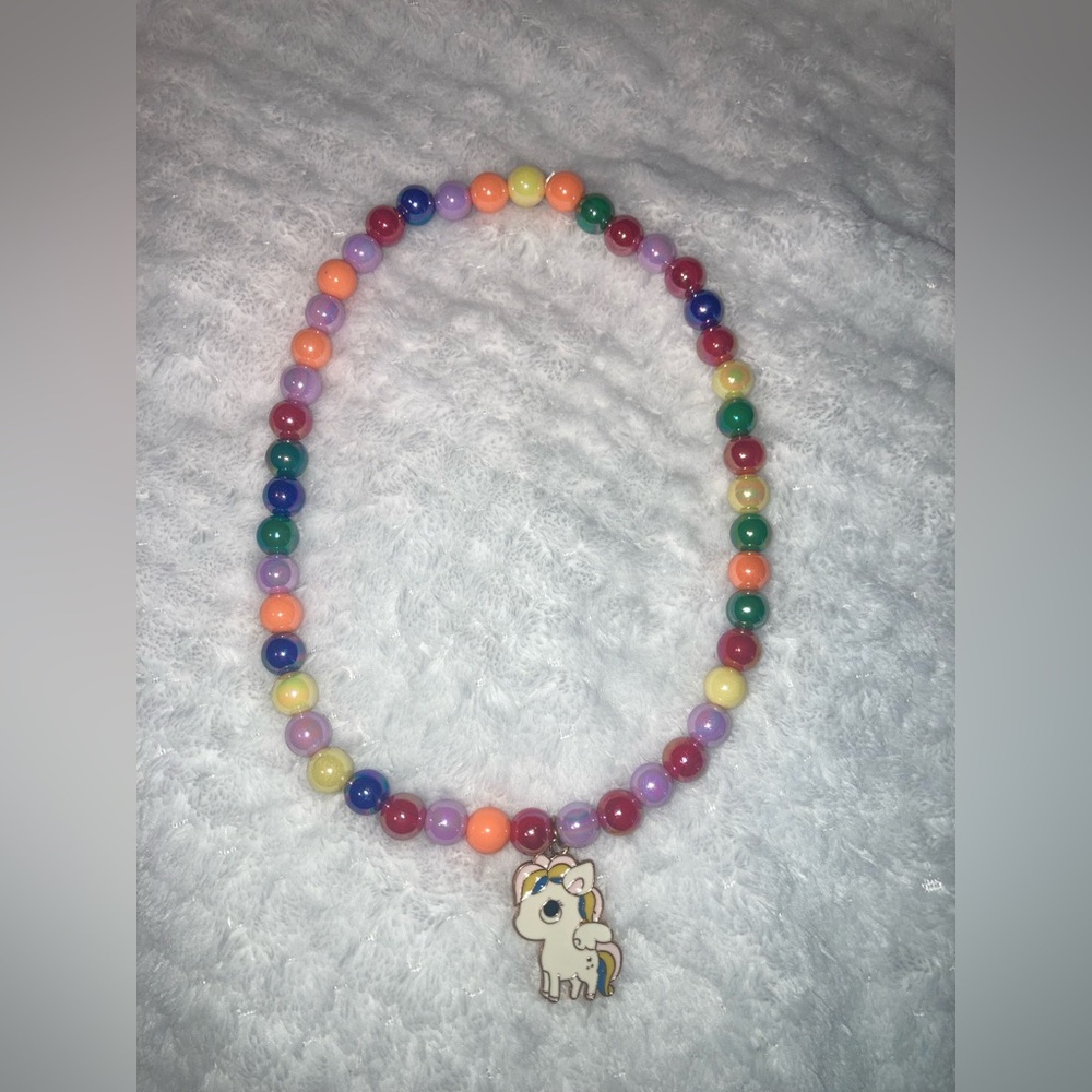 Colorful Unicorn Beaded Necklace for Kids